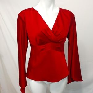 Ann Taylor Long Sleeve Red Blouse size 2